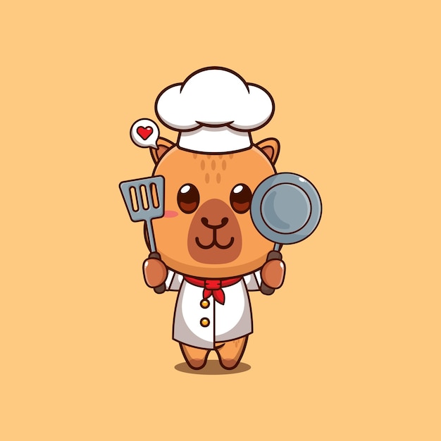 Słodki szef kuchni capybara ilustracja wektorowa z kreskówek