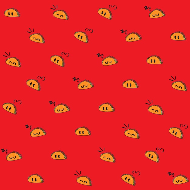 Słodki Taco Character Vector Seamless Pattern