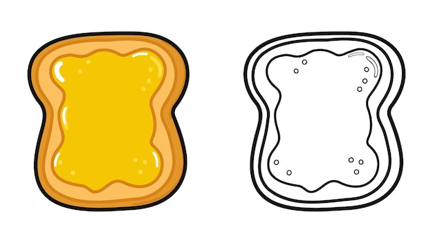 Plik wektorowy słodki toast z miodem ilustracja kreskówkowa do kolorowania książki