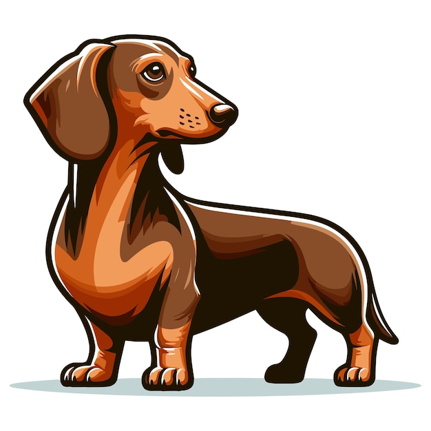 Plik wektorowy słodki, uroczy pies dachshund, postać z kreskówek, ilustracja wektorowa, zabawne zwierzę domowe, szczeniak dachshunt