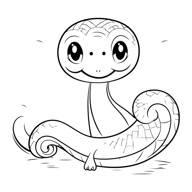 Plik wektorowy słodki wąż z kreskówki ilustracja wektorowa książka do kolorowania dla dzieci