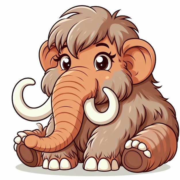 Słodki wełniany mamut wektorowy ilustracja z kreskówki