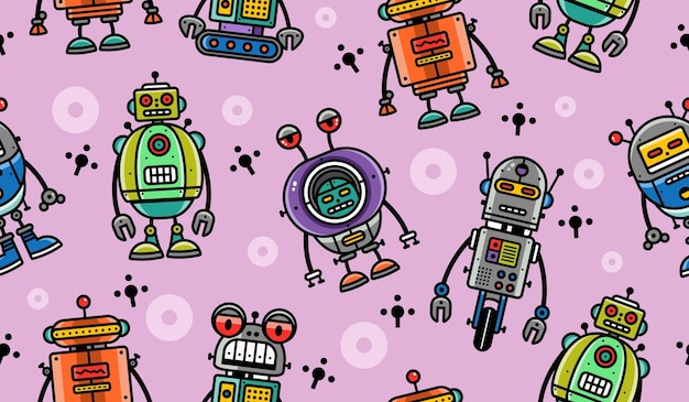 Słodki wzór robota wektorowy wzór tła