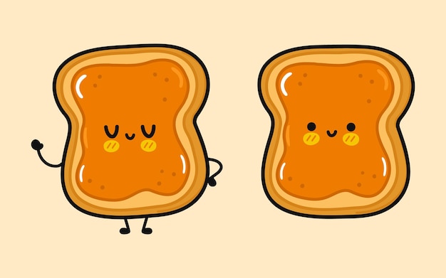 Słodki Zabawny Kawałek Chleba Z Masłem Orzechowym