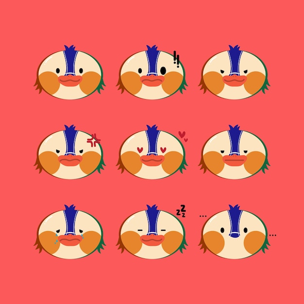 Plik wektorowy słodki zestaw emoji kaczki mandaryńskiej