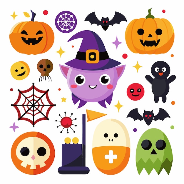 Słodki zestaw postaci na Halloween