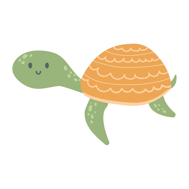 Plik wektorowy słodki żółw z rysunkowym skorupem
