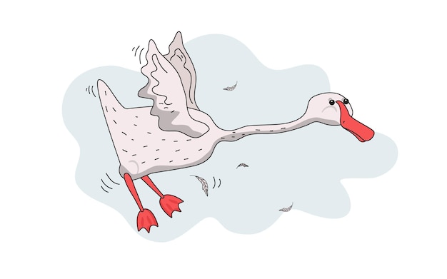 Plik wektorowy słodkie białe gęsi zabawne gęsi latające ptak z kreskówki rysunek prostego gęsa izolowanego tła