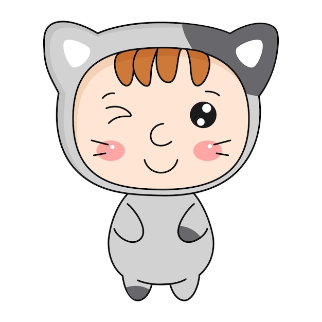 Plik wektorowy słodkie dziecko kawaii w kostium kota. czas ilustracja wektorowa.