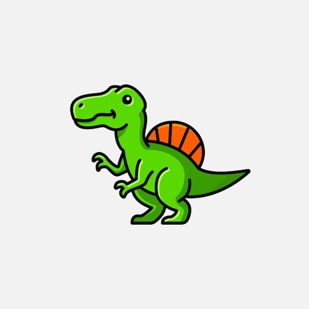Słodkie Dziecko Spinozaur Kreskówka Ilustracja Postaci Dinozaura Na Białym Tle
