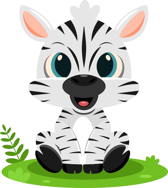 Plik wektorowy słodkie dziecko zebra postać z kreskówki zwierząt wektor ilustracja płaska konstrukcja