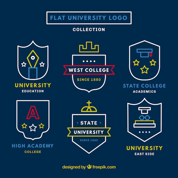 Słodkie Kolekcja Logo Uczelni W Płaskiej Konstrukcji