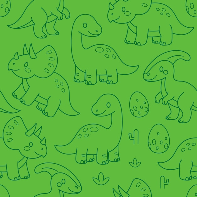Słodkie malutkie dinozaury rysują bezszwodowe ilustracje