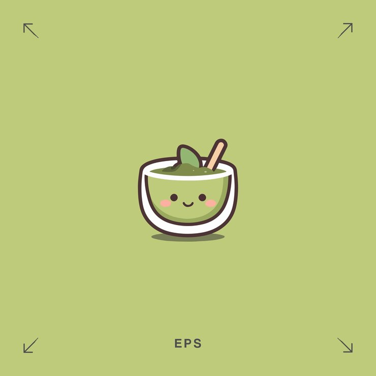 Słodkie maskotki matcha Ilustracja konstrukcji płaskiej