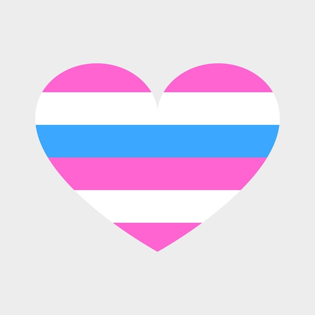 Słodkie serce wektora w kolorach LGBTQ na białym tle Sześć poziomych pasków interpłciowych