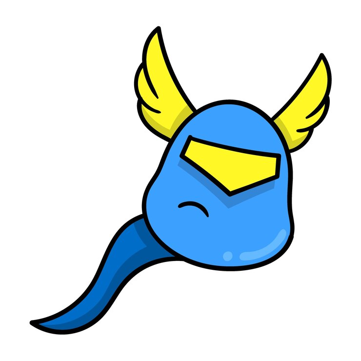 Słodkie stworzenie Benish spermy superbohatera doodle ikona obrazu kawaii