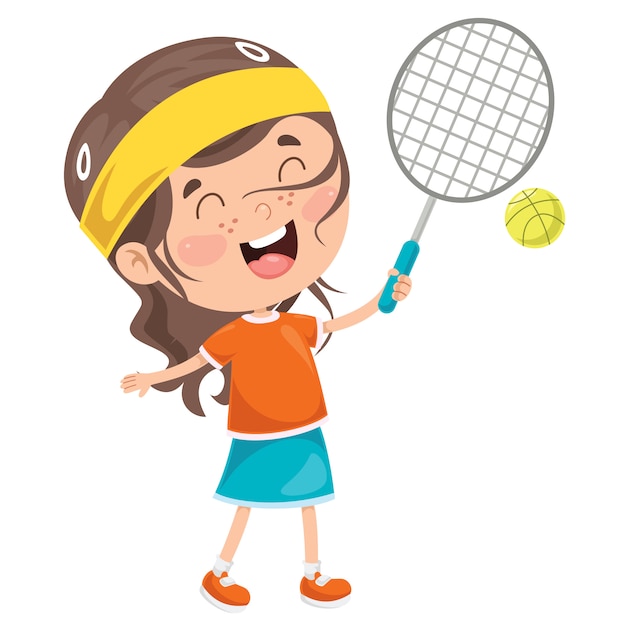 Słodkie szczęśliwe dziecko, grać w tenisa