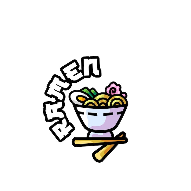 Plik wektorowy słodkie, zabawne logo ramen kawaii