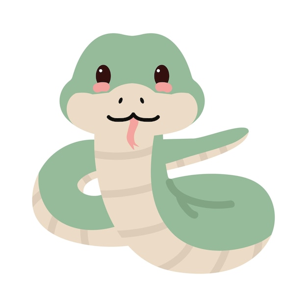 Słodkie Zwierzę Zielonego Węża Z Kreskówek