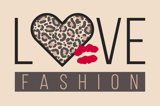 Slogan Love Fashion Ze Skórą Lamparta I Pocałunkiem Na Koszulkę Z Nadrukiem