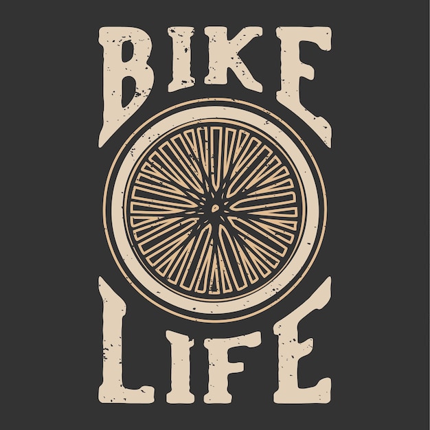 Plik wektorowy slogan projektowy koszulki typografia życie na rowerze z kołami rowerowymi w stylu vintage