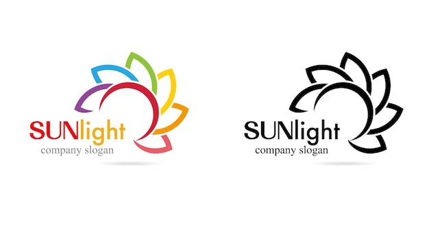Słoneczne słońce kolorowe logo firmy ikona