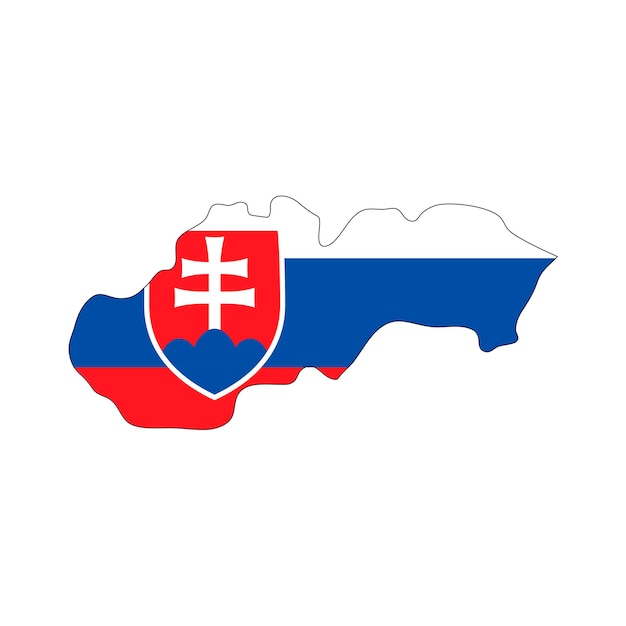 Plik wektorowy słowacja mapa sylwetka z flagą na białym tle