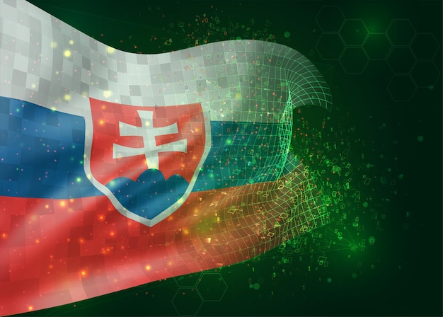 Słowacja Na Wektor 3d Flaga Na Zielonym Tle Z Wielokątami I Numerami Danych
