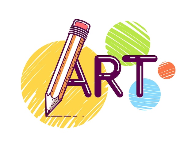 Plik wektorowy słowo artystyczne z ołówkiem w literę a, koncepcja artysty i projektanta, wektor koncepcyjne kreatywne logo lub plakat wykonany specjalną czcionką.