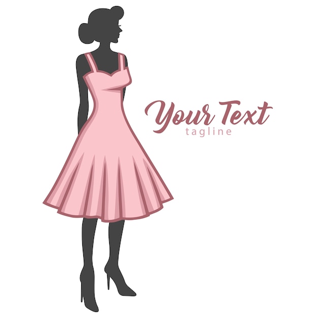 Plik wektorowy Ślubne logo piękna panna młoda krótka suknia pomysły, butik moda, suknia logo wektor szablon projektu
