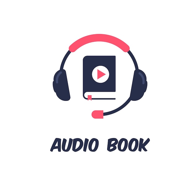 Słuchawki Z Zamkniętą Książką. Ikona Audiobooka. Szablon Logo. Ilustracja Wektorowa Na Białym Tle.