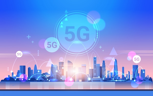 Smart City 5g Sieć Komunikacji Online Połączenie Z Systemami Bezprzewodowymi