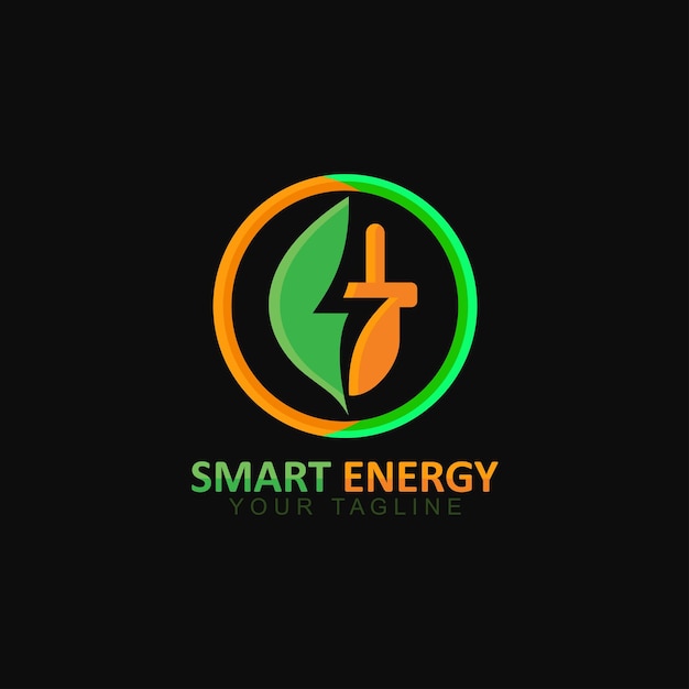 Smart Eco Leaf Energy Logo Vector