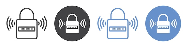 Smart lock icon flat line symbol set
