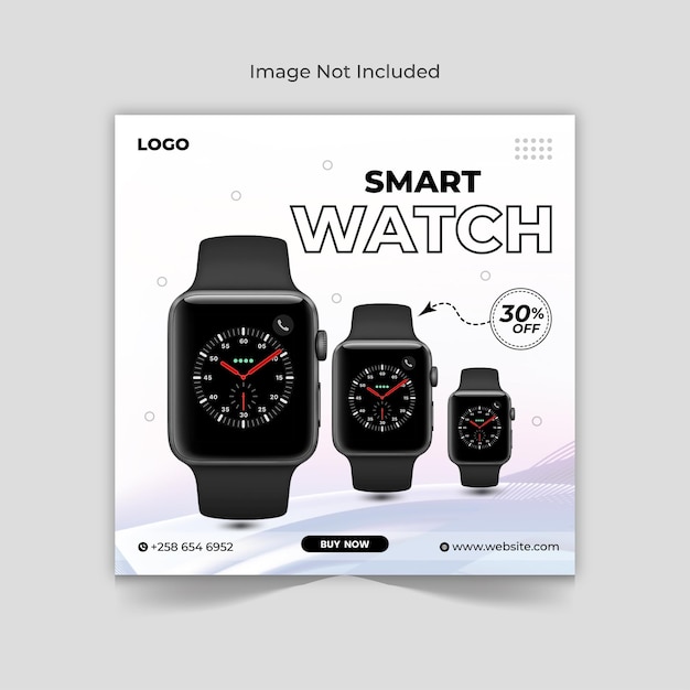 Smart watch media społecznościowe i szablon postów na Instagram oglądaj produkt marki, posty w mediach społecznościowych, baner