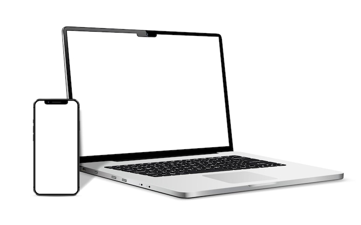 Smartfon i laptop z pustym ekranem