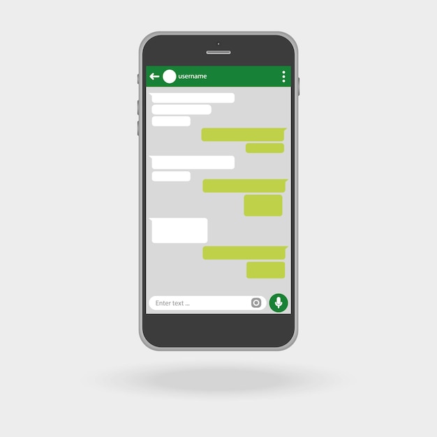 Plik wektorowy smartfon koncepcja sieci społecznościowej wektor okno messenger zielone pola czatu