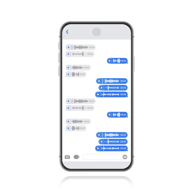 Smartfon Z Ekranem Czatu Głosowego. Szablon Bąbelkowy Sms Do Tworzenia Okien Dialogowych. Nowoczesne Ilustracja Płaski.