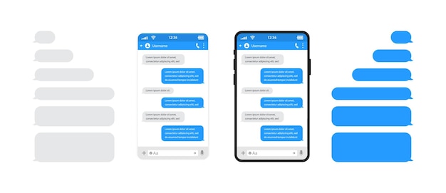 Smartfony na czacie bańki szablon sms.