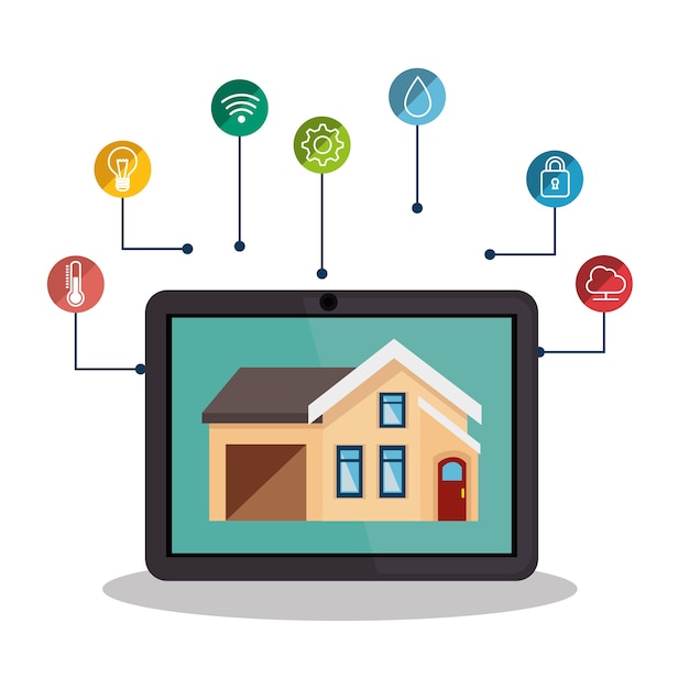 smarthome technologia ikona na białym tle wektor ilustracja projektu