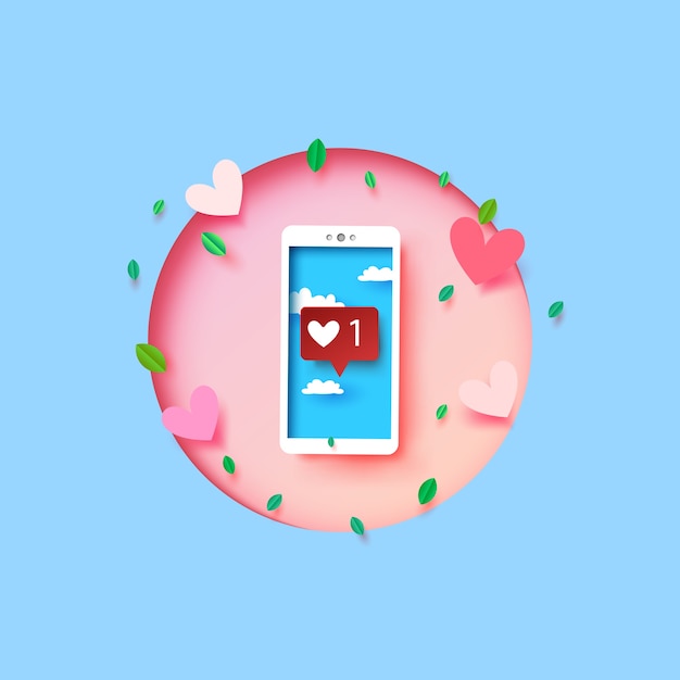 Smartphone z wiadomością emoji miłości i serca na ekranie.