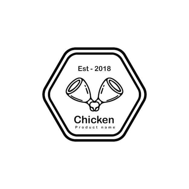 Smażony Kurczak Logo Logo Vintage Retro Ręcznie Rysowane Styl Nadaje Się Do Logo Firmy Spożywczej