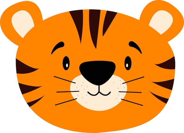 Śmieszna Twarz Tygrysa Jest Symbolem Roku 2022płaska Ilustracja Wektorowa Na Izolowanym Grzbiecie