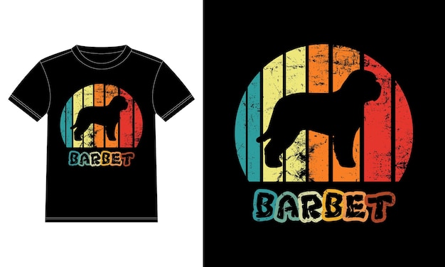 Śmieszne Barbet Vintage Retro Zachód Słońca Sylwetka Prezenty Miłośnik Psów Właściciel Psa Niezbędna Koszulka