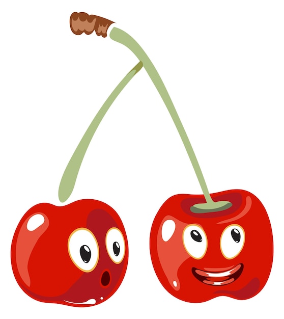 Plik wektorowy Śmieszne postacie z pary wiśni cartoon maskotka jagód