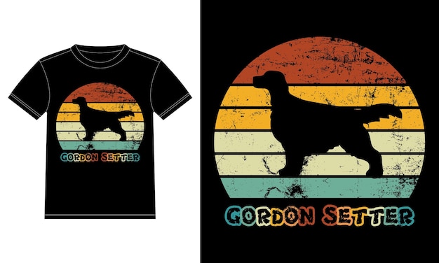 Śmieszne Seter Gordon Vintage Retro Sunset Sylwetka Prezenty Miłośnik Psów Właściciel Psa Niezbędna Koszulka