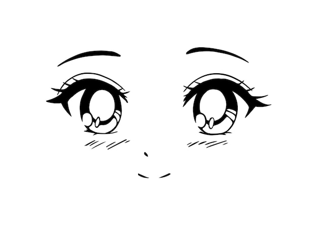 Śmieszne wyrażenie anime Japoński styl manga Ręcznie rysowane ilustracji wektorowych