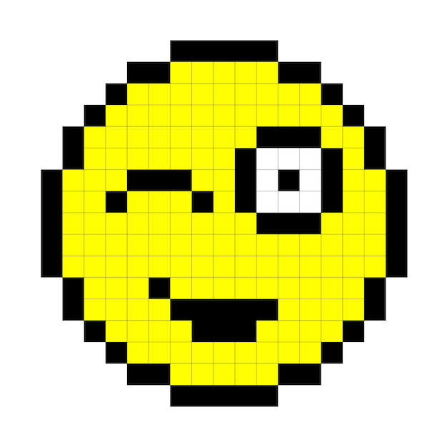 Smiley Pixel Art Style Na Białym Tle Vector