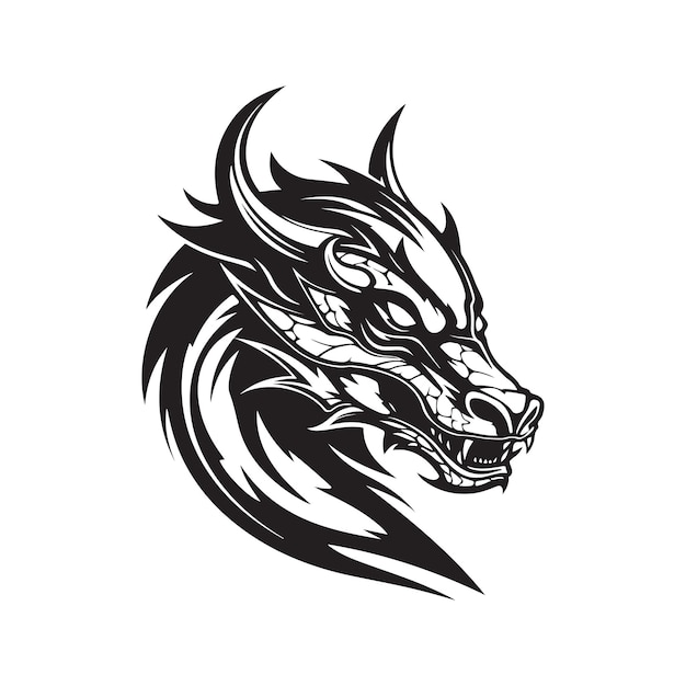 Smok logo koncepcja czarno-biały kolor ręcznie rysowane ilustracji