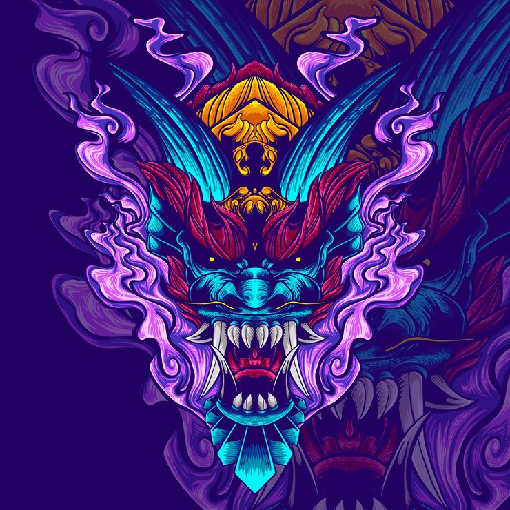 smok twarz grafika ilustracja z dymem